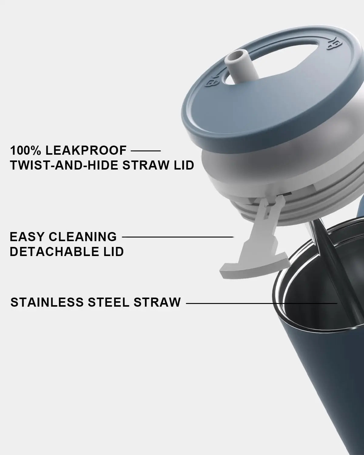 Insulated Tumbler With Handle Straw And Leakproof Stainless Steel Bottle