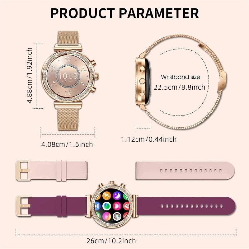 INNOFOVO Womens Smartwatch With Calls And Messages IPhone Android