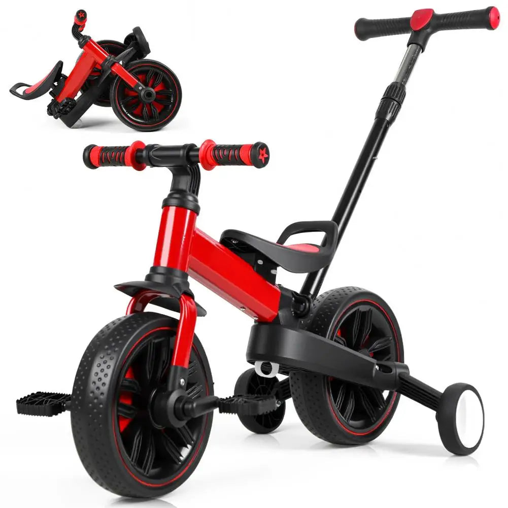 Kids Folding Balance Bike With Training Wheels For Beginners