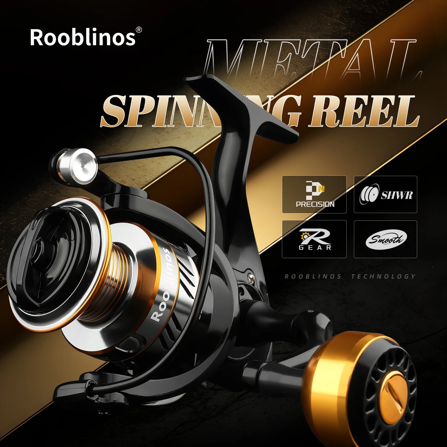 Rooblinos HM Spinning Reel Fishing 12BB Metal Spool Gear Ratio