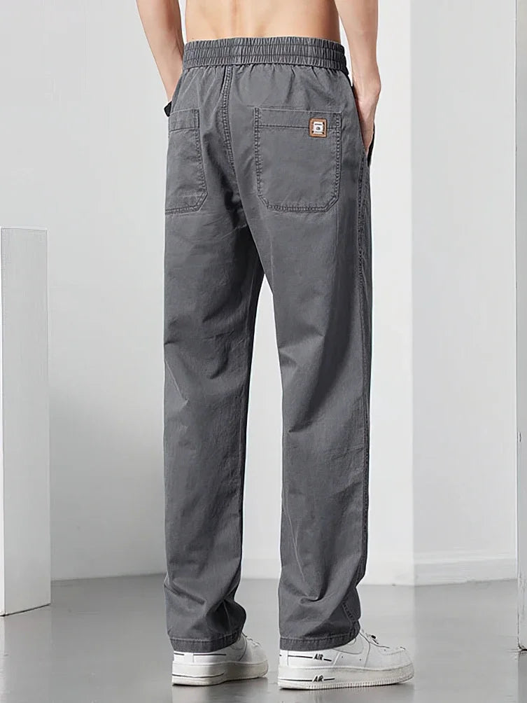 Nevettle Men Cargo Pants Wide Leg Drawstring Trousers