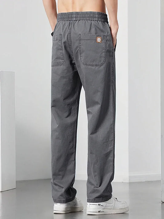 Nevettle Men Cargo Pants Wide Leg Drawstring Trousers