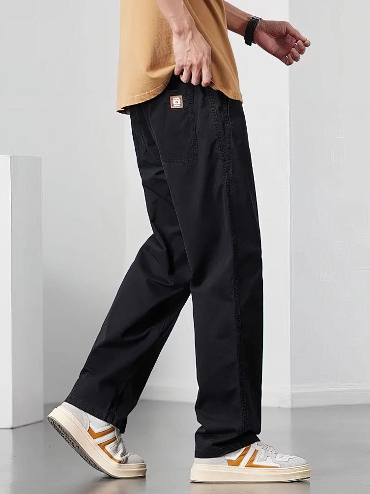 Nevettle Men Cargo Pants Wide Leg Drawstring Trousers