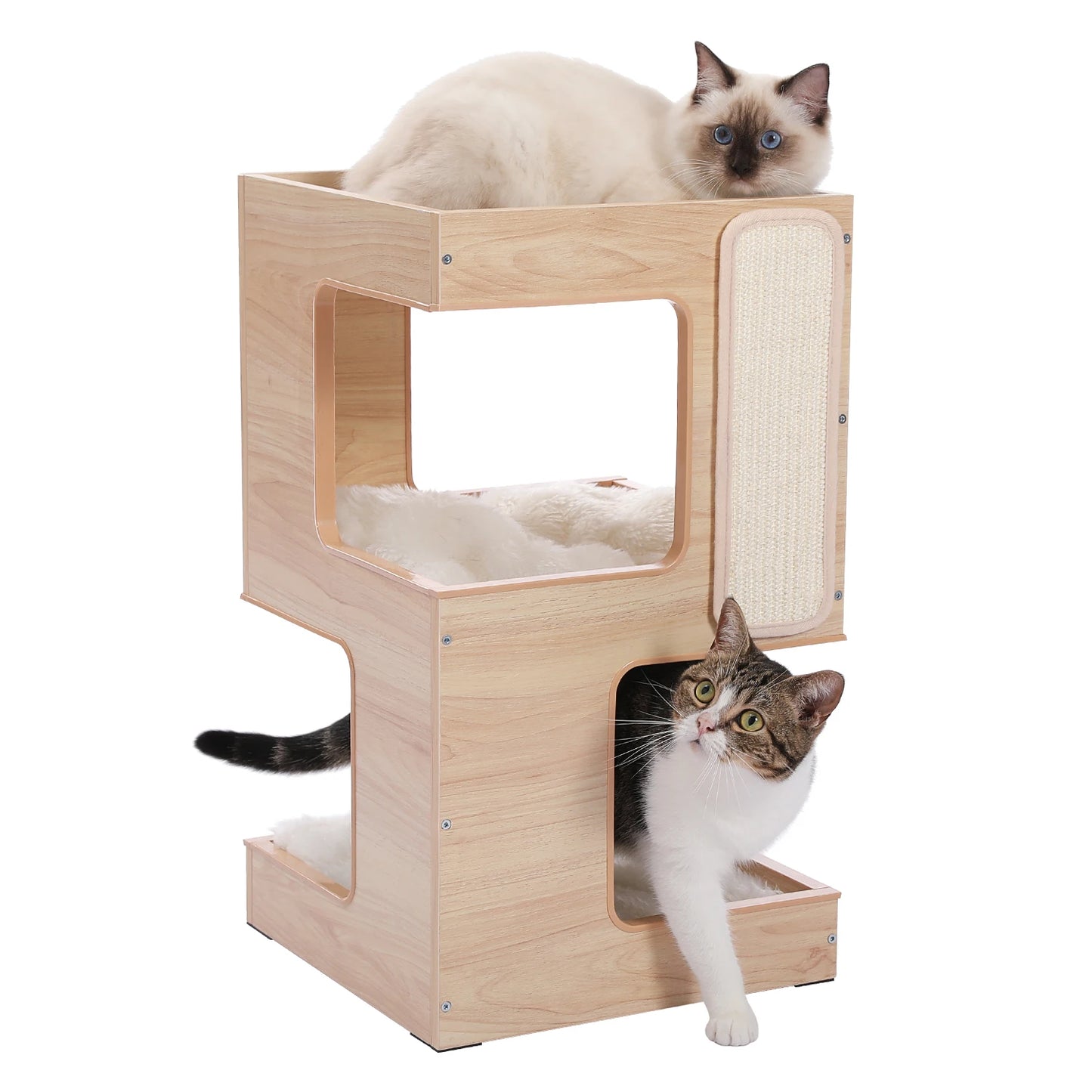 PAWZ Road Wood Cat Condo Tower With Scratching Pad Furniture