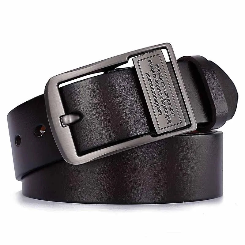 Genuine Cow Leather Mens Belt With Classic Pin Buckle