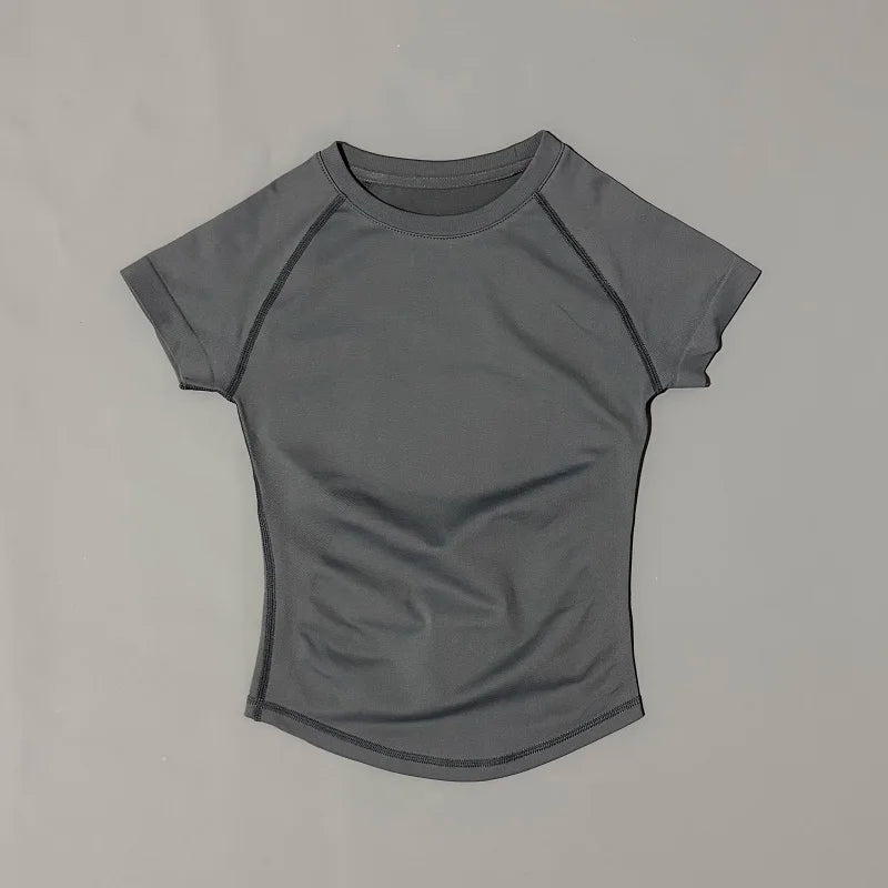 Women Running Short Sleeve Top Breathable Gym Yoga Fitness Shirt