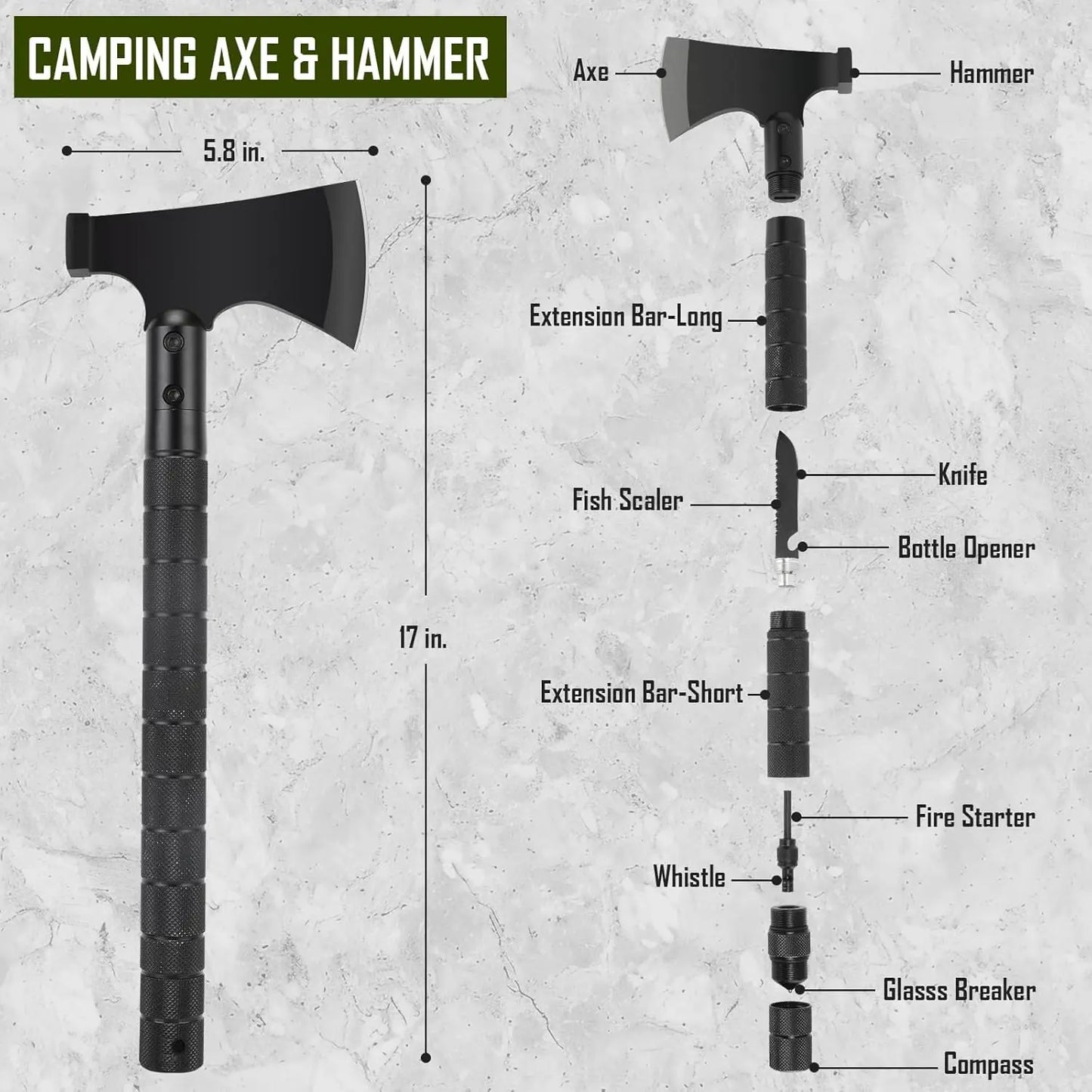 Emergency Survival Kit With First Aid, Camping Axe, Headlamp