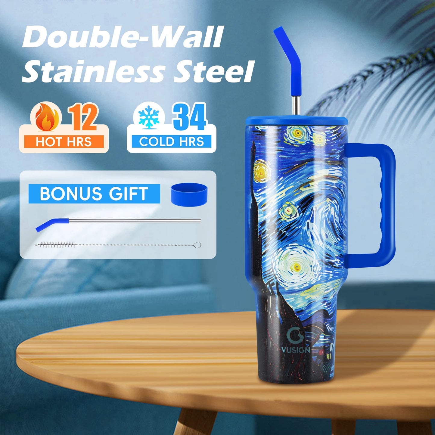 NONEDrinkware Stainless Steel Tumbler With Straw Vacuum Insulated