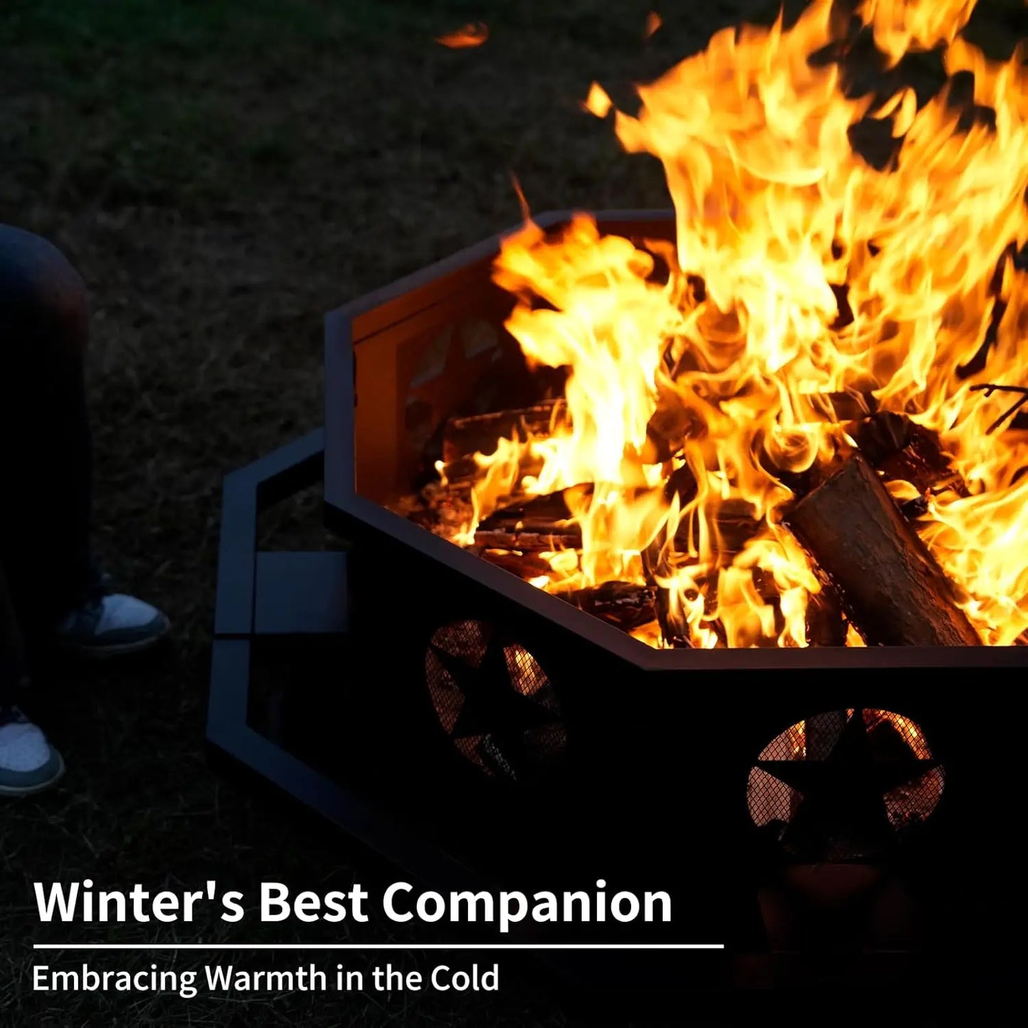 Outdoor Octagonal Wood Burning Fire Pit Powder Coated Heavy Duty