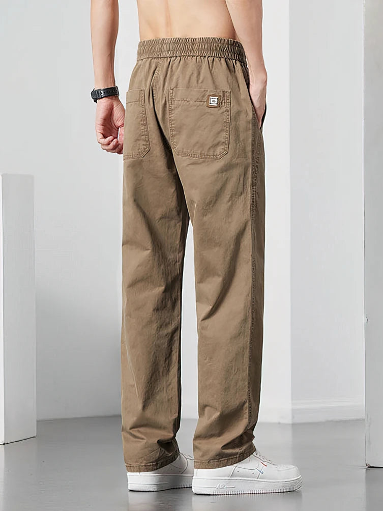 Nevettle Men Cargo Pants Wide Leg Drawstring Trousers