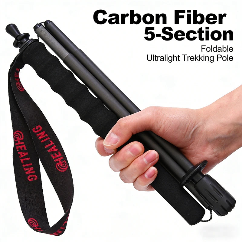 OKHEALING Ultralight Carbon Fiber Trekking Poles Foldable