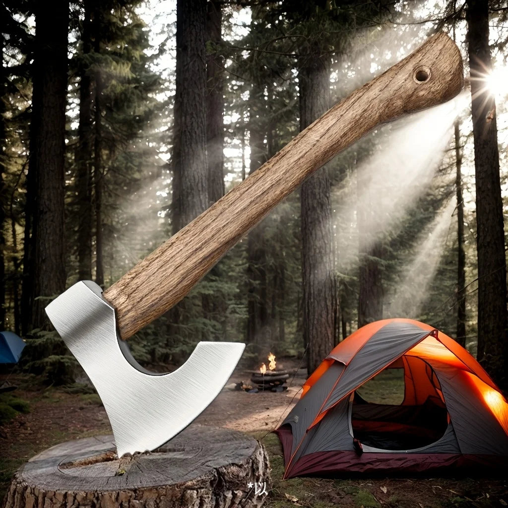 NONEDIY Hand Forged Viking Tomahawk Axe High Manganese Steel Outdoor