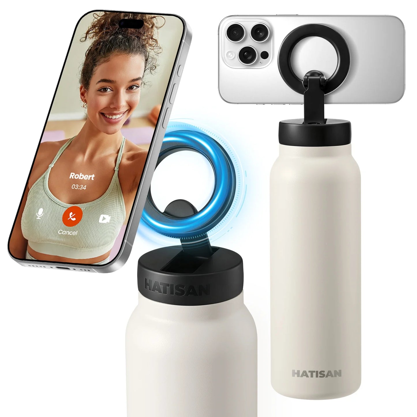 Insulated Stainless Steel Water Bottle With Magnetic Phone Holder