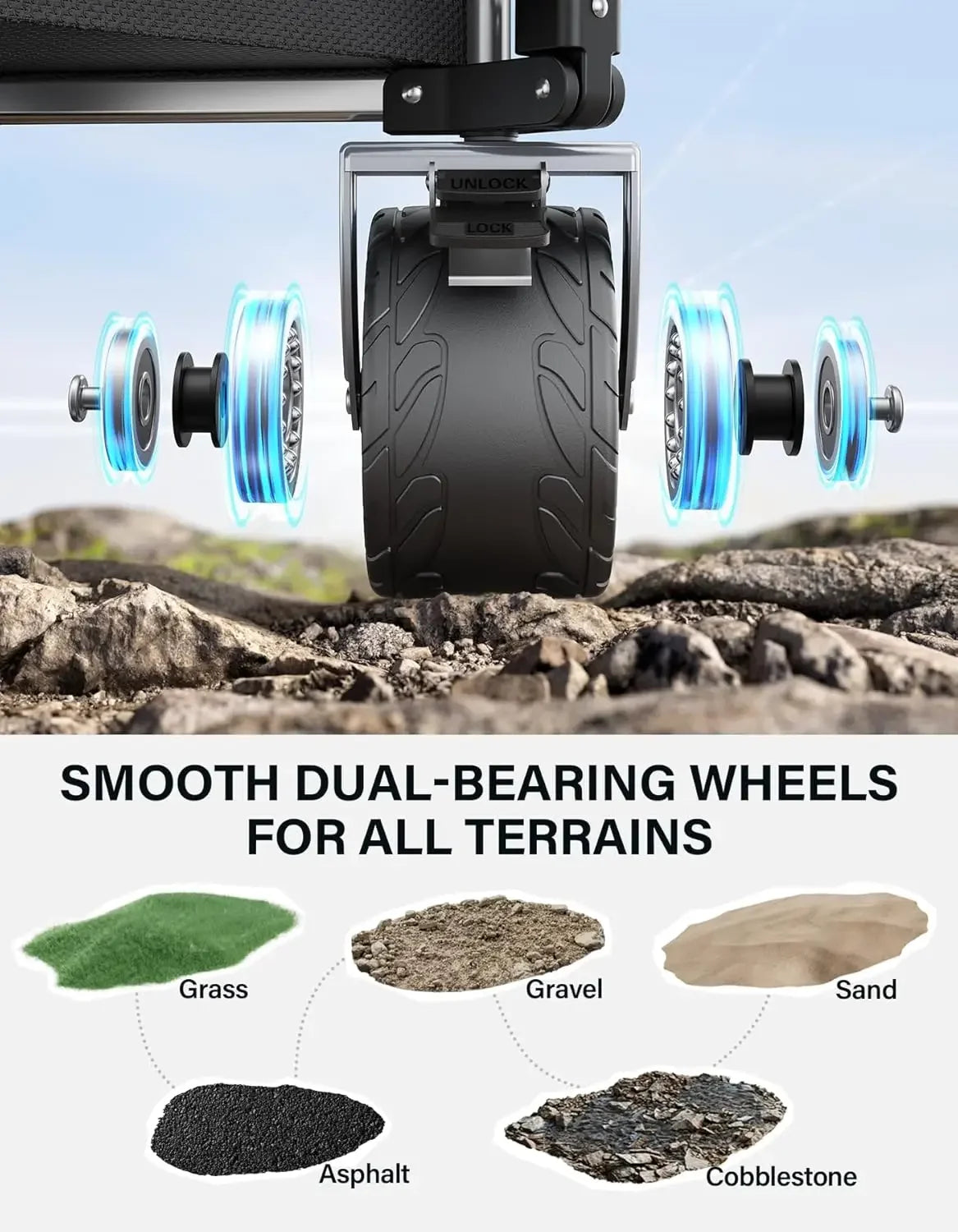 Collapsible Wagon Folding Utility Cart With 440 Lbs Big Wheels