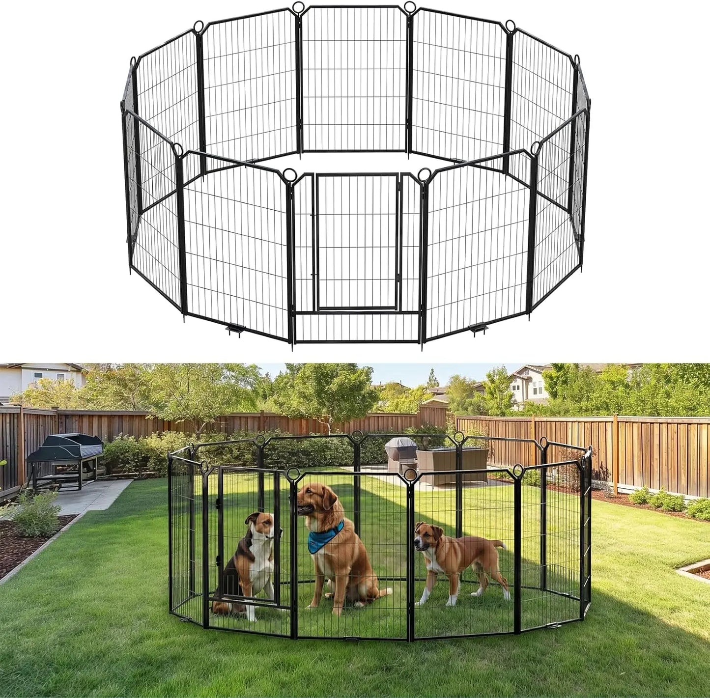 HiMISS Heavy Duty Portable Dog Playpen for Indoor Outdoor Use