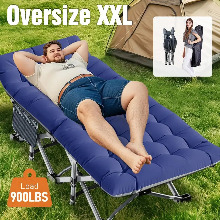 Folding Camping Cot With Mattress Pad And Carry Bag