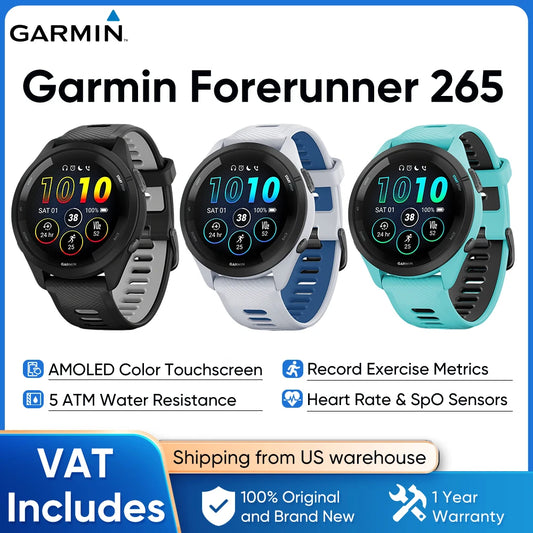 Garmin Forerunner 265 GPS Smartwatch With Heart Rate Monitoring