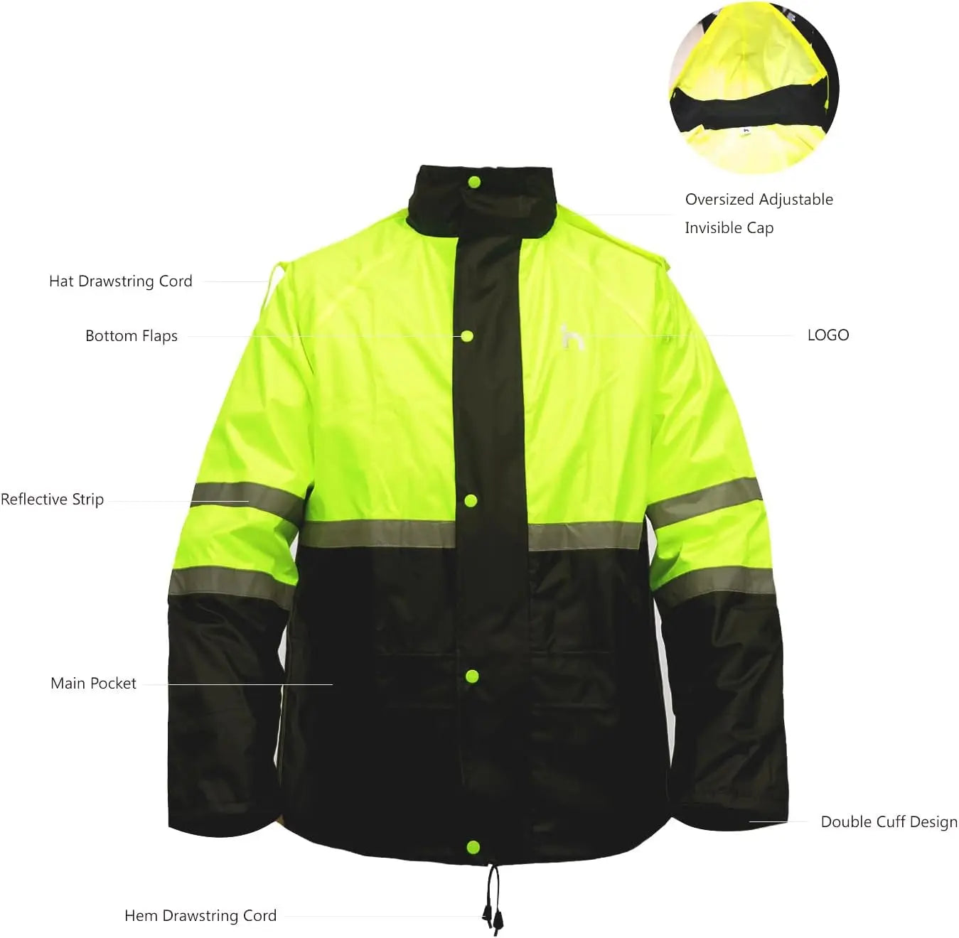 Waterproof Rain Suit For Men And Women Outdoor Hiking Fishing Reflective Gear