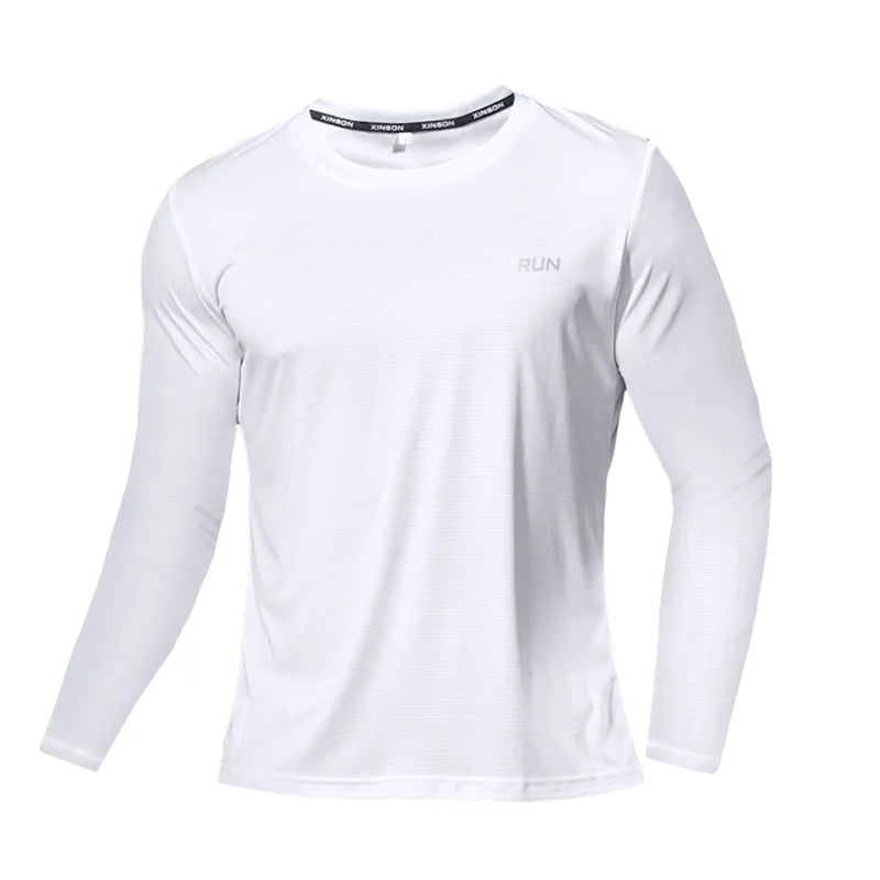 Summer Ice Silk Long Sleeve Tee Men Quick Dry Breathable