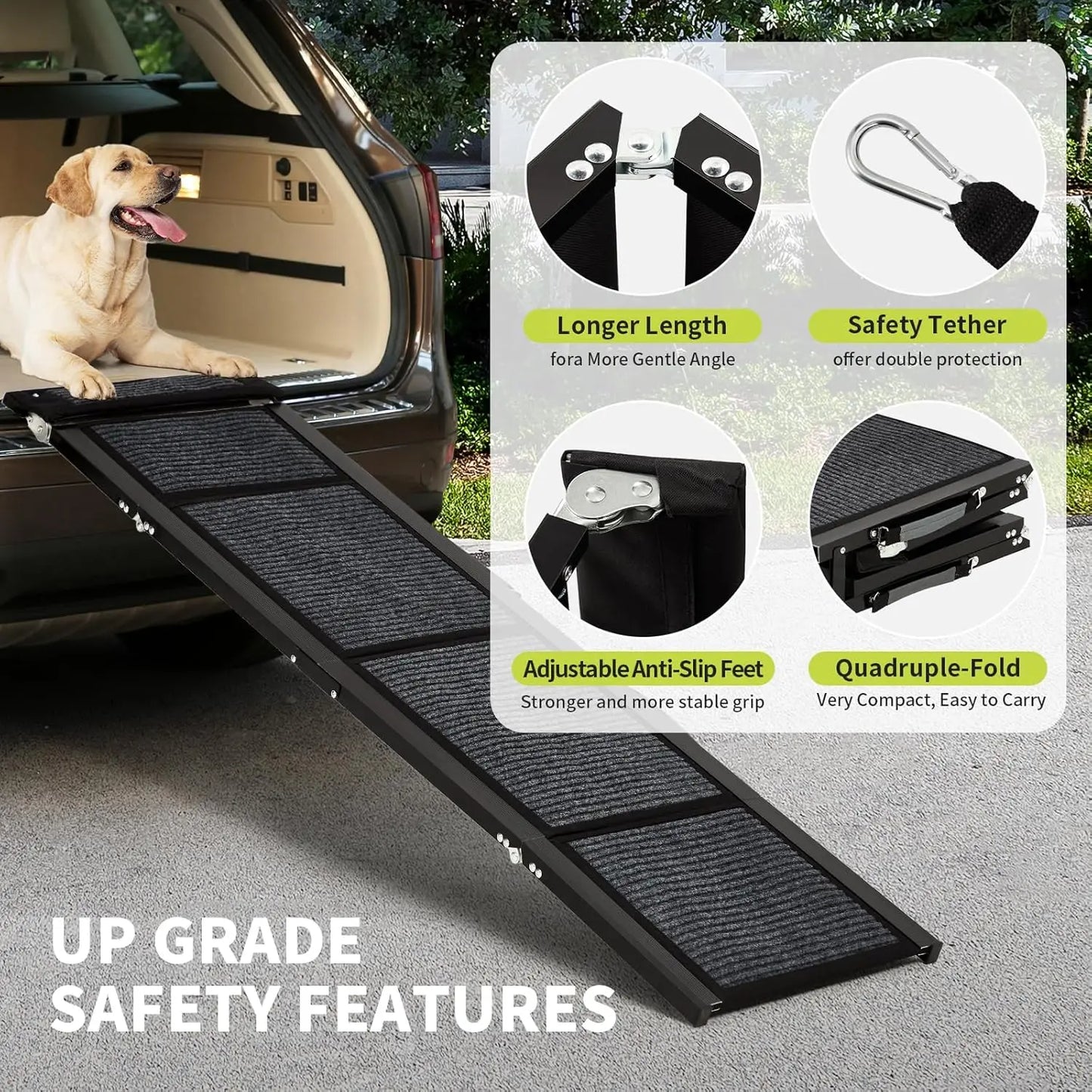 TWISTER.CK Quad-Fold Non-Slip Dog Ramp For Large Dogs And Seniors