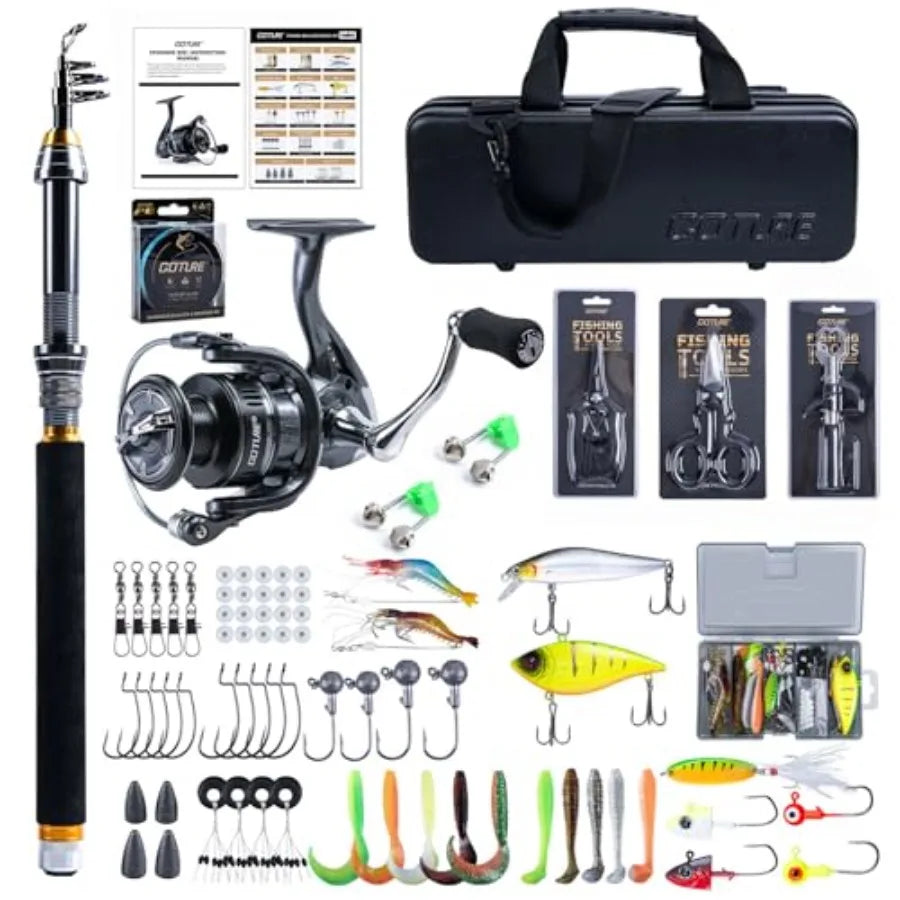 Telescopic Fishing Rod and Reel Combo Set with Case