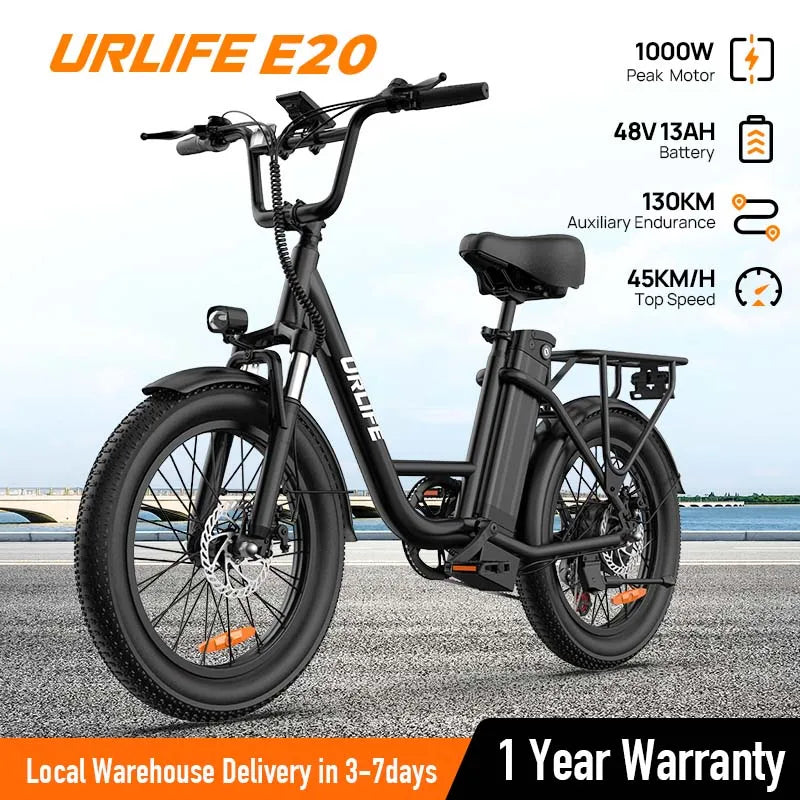 URLIFE 1000W E20 Electric Bike 28 MPH 48V 13Ah Battery