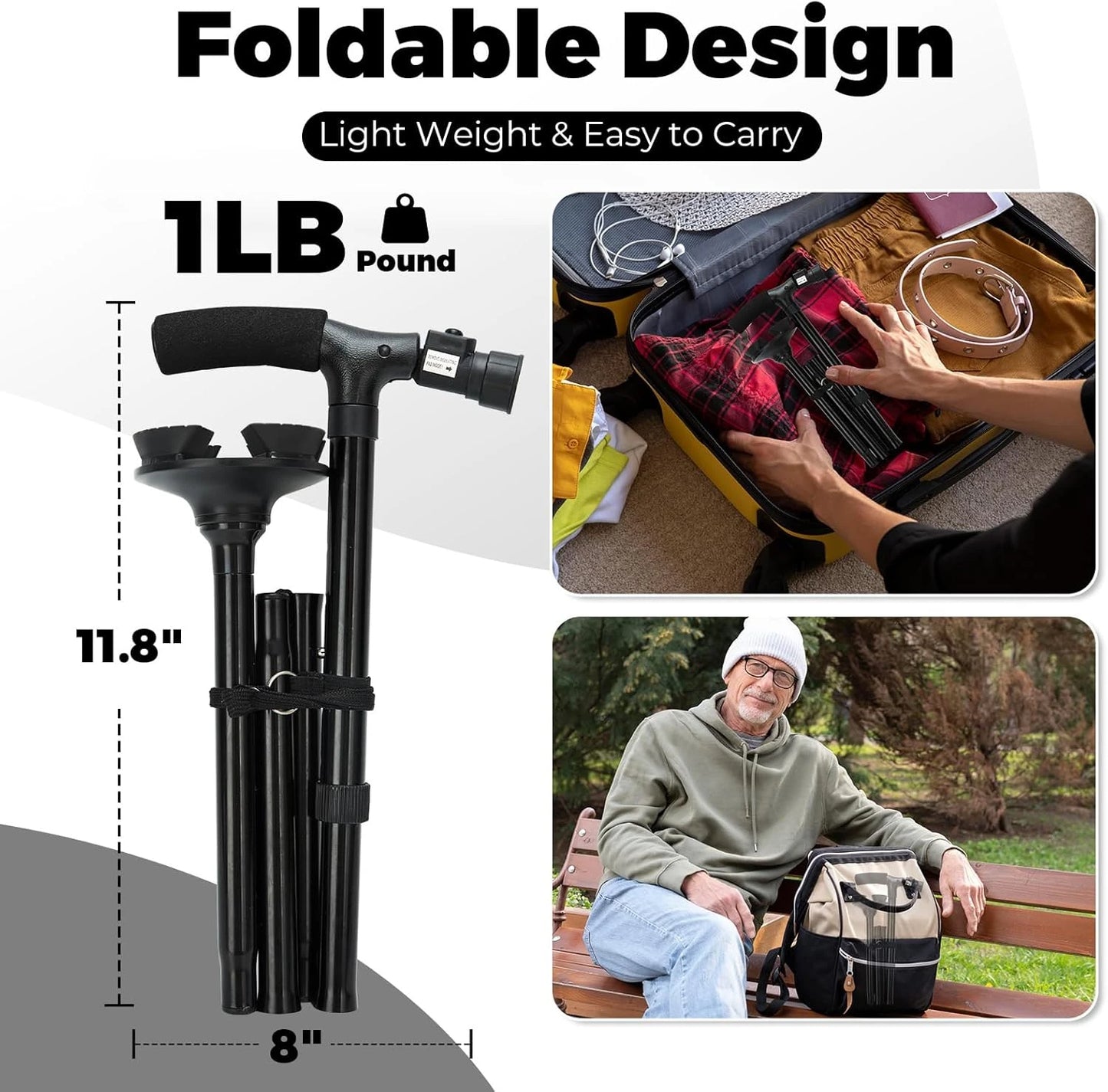 LED Light Folding Walking Cane For Seniors And Adults