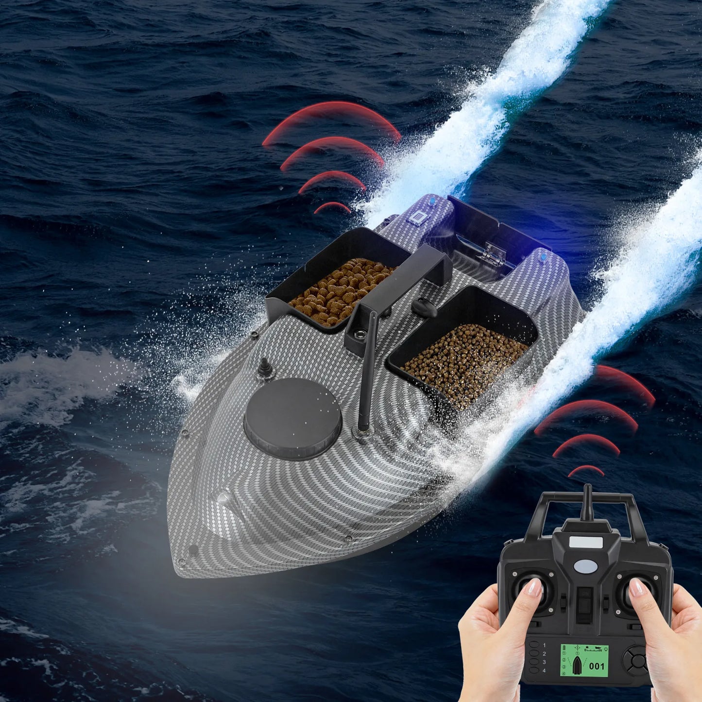 Rechargeable GPS Fishing Bait Boat With Dual 5200mAh Batteries