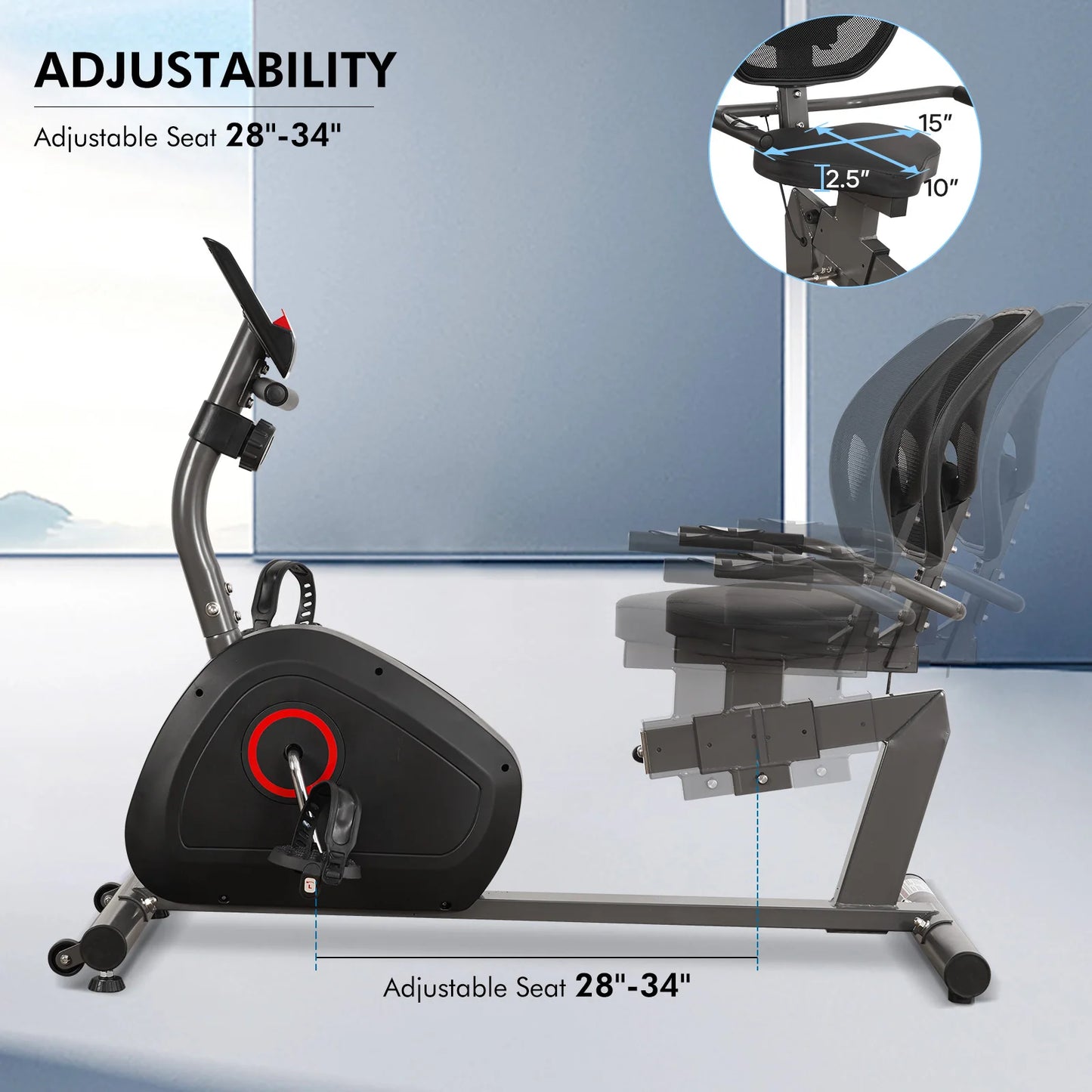 Recumbent Exercise Bike For Home With 8-Level Resistance Comfort Seat