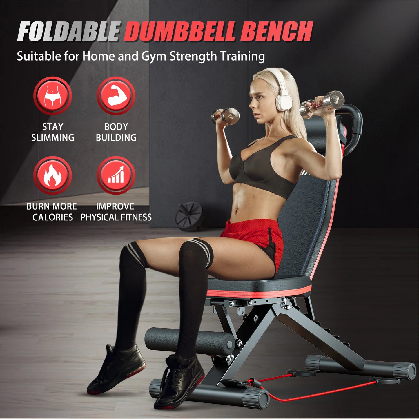 Foldable Dumbbell Bench 14-In-1 Multi-Functional Pre-Assembled