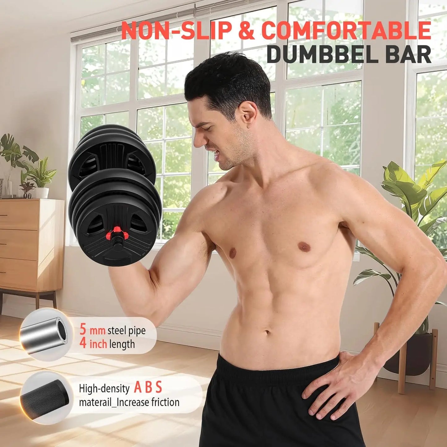 Adjustable Dumbbells Set 20 Lbs For Home Gym Convertible