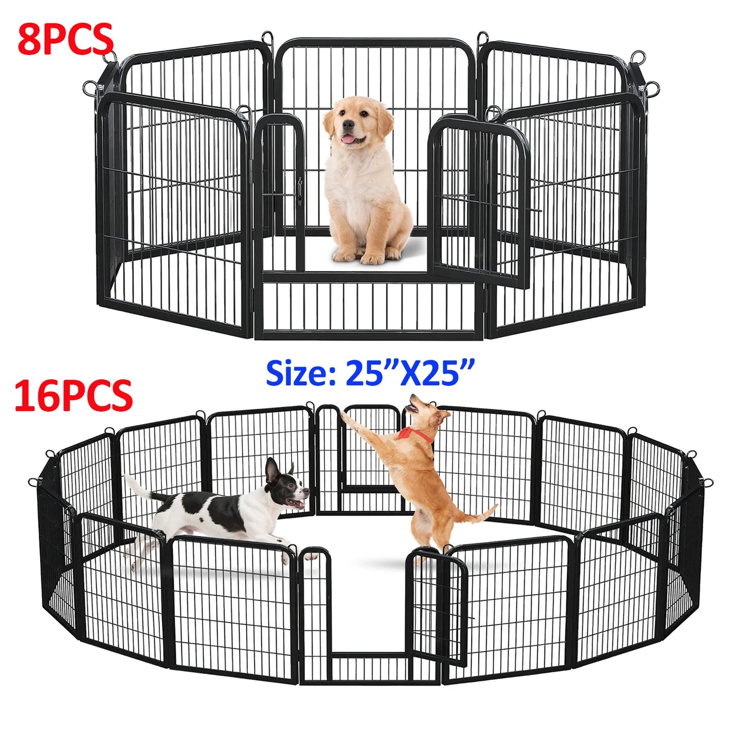 Dog Playpen With Door Foldable Metal Pet Fence Outdoor Indoor