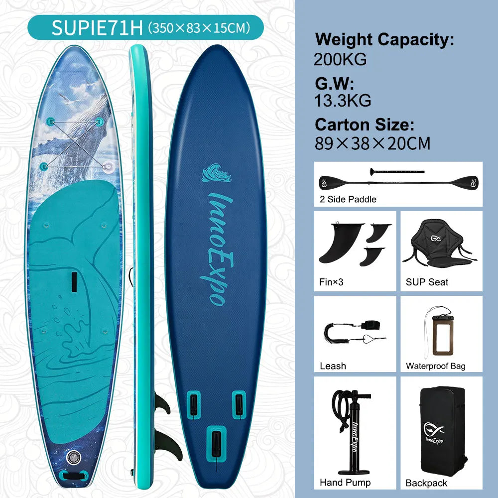 InnoExpo Inflatable Stand Up Paddle Board With Non-Slip Deck And Accessories