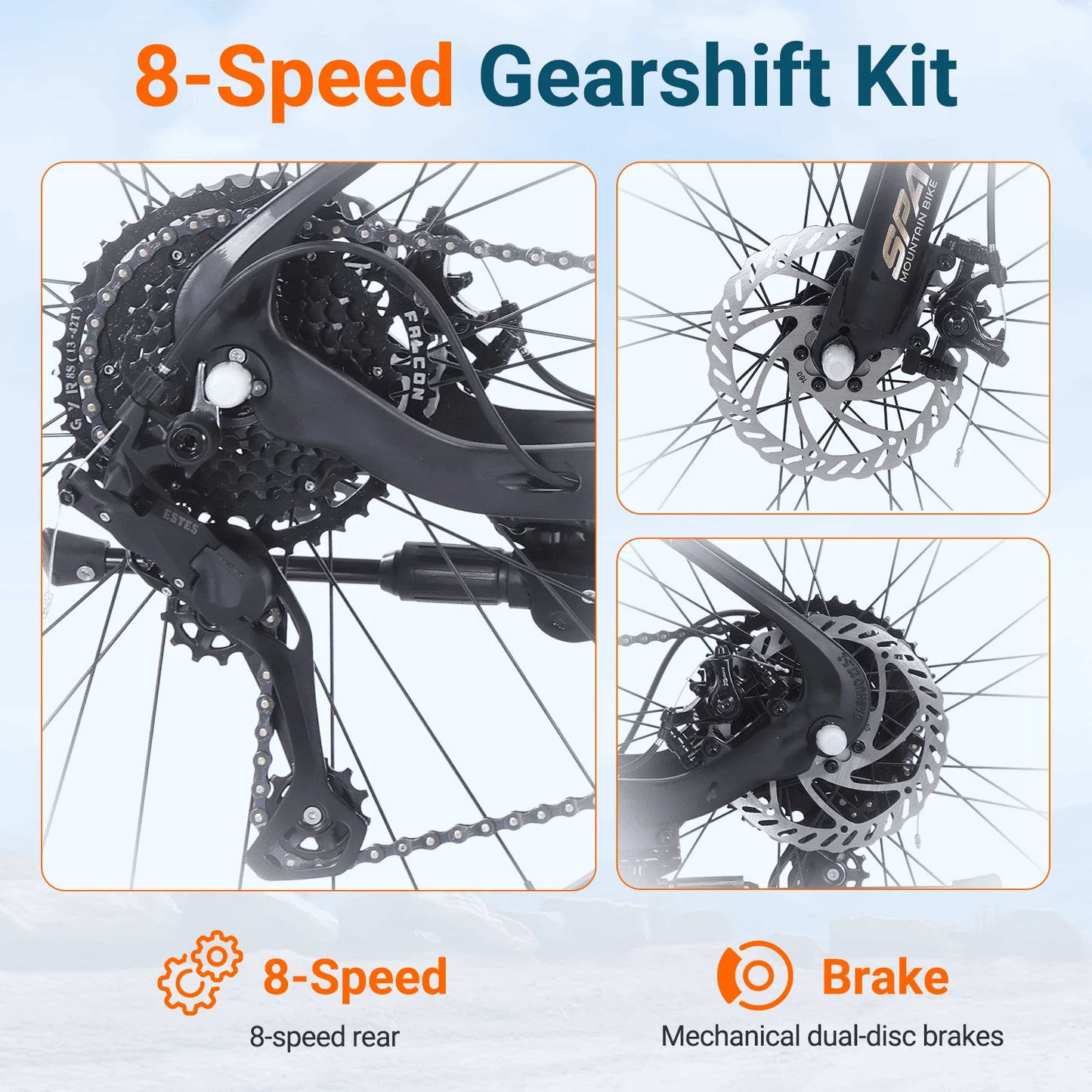 Spatial Mountain Bike Magnesium Alloy Frame 8-Speed Dual Disc Brakes