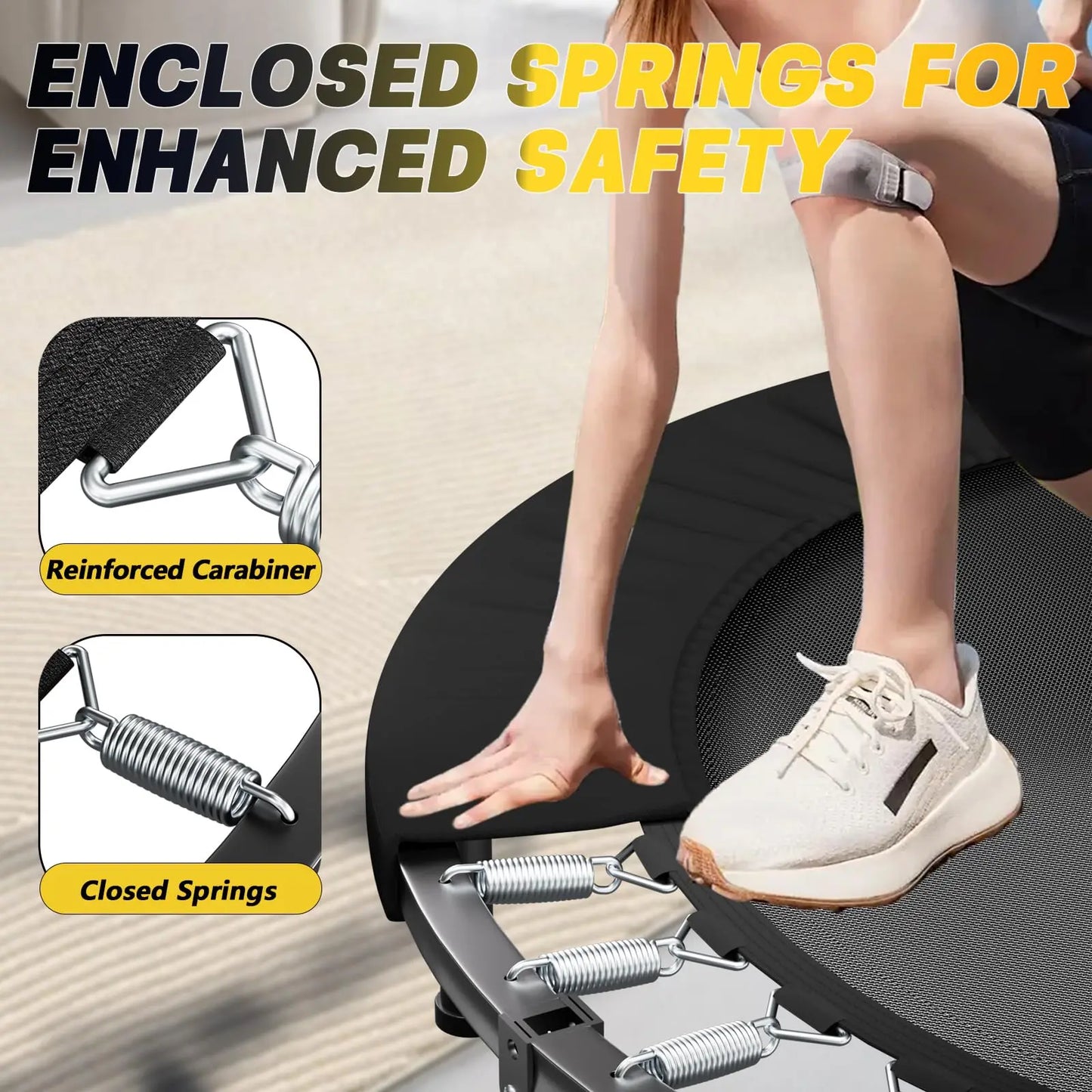 Rebounder Trampoline For Adults Foldable Fitness Rebounder With U-Bar