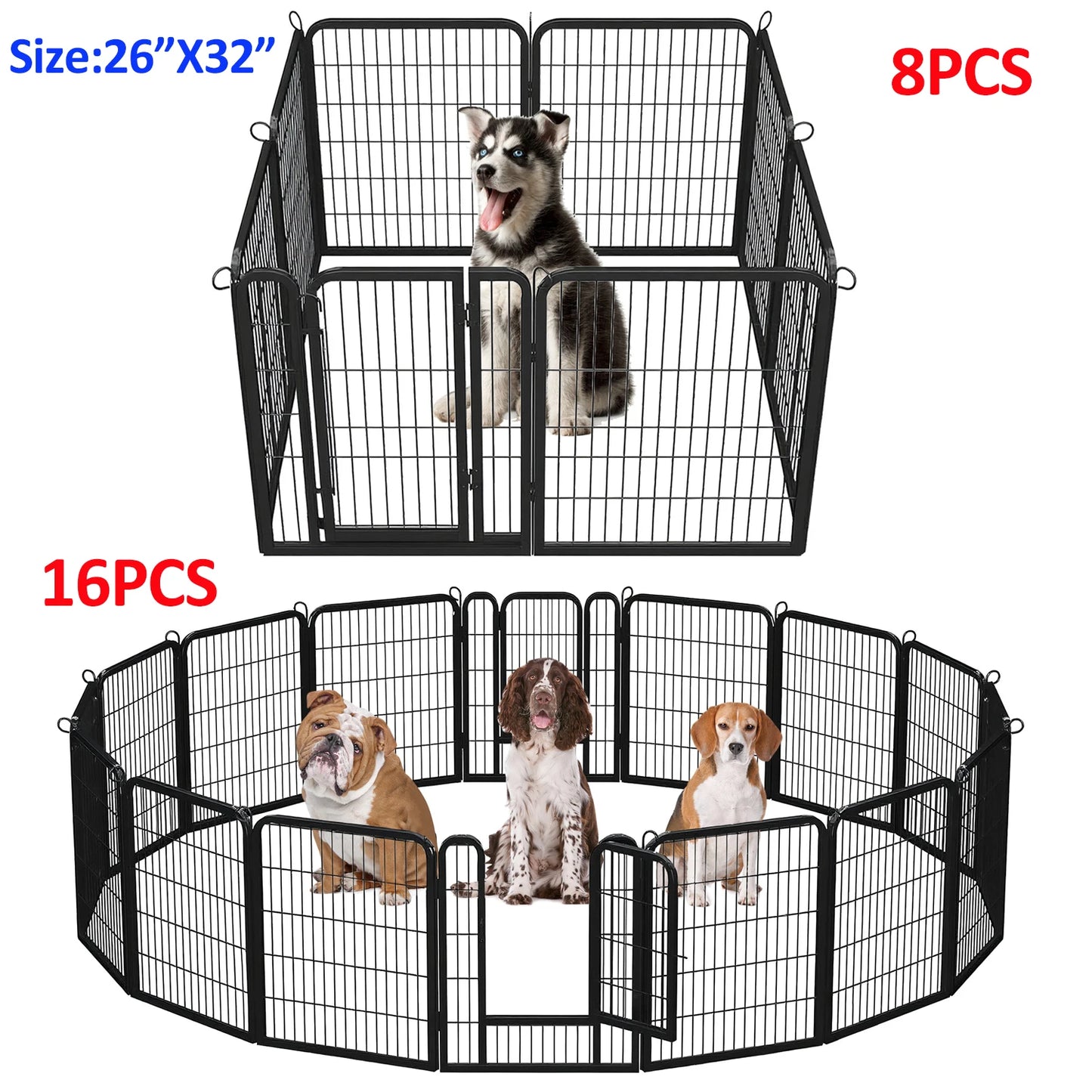 Dog Playpen With Door Foldable Metal Pet Fence Outdoor Indoor