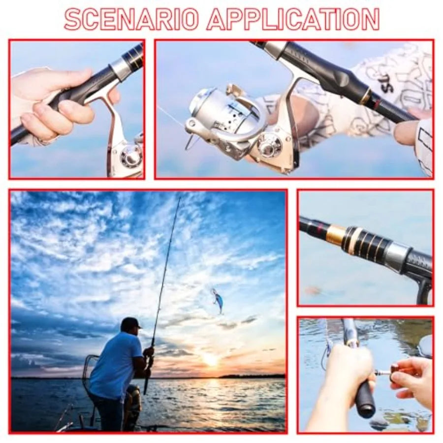 Telescopic Fishing Rod Combo With Spinning Reel Lures And Lines