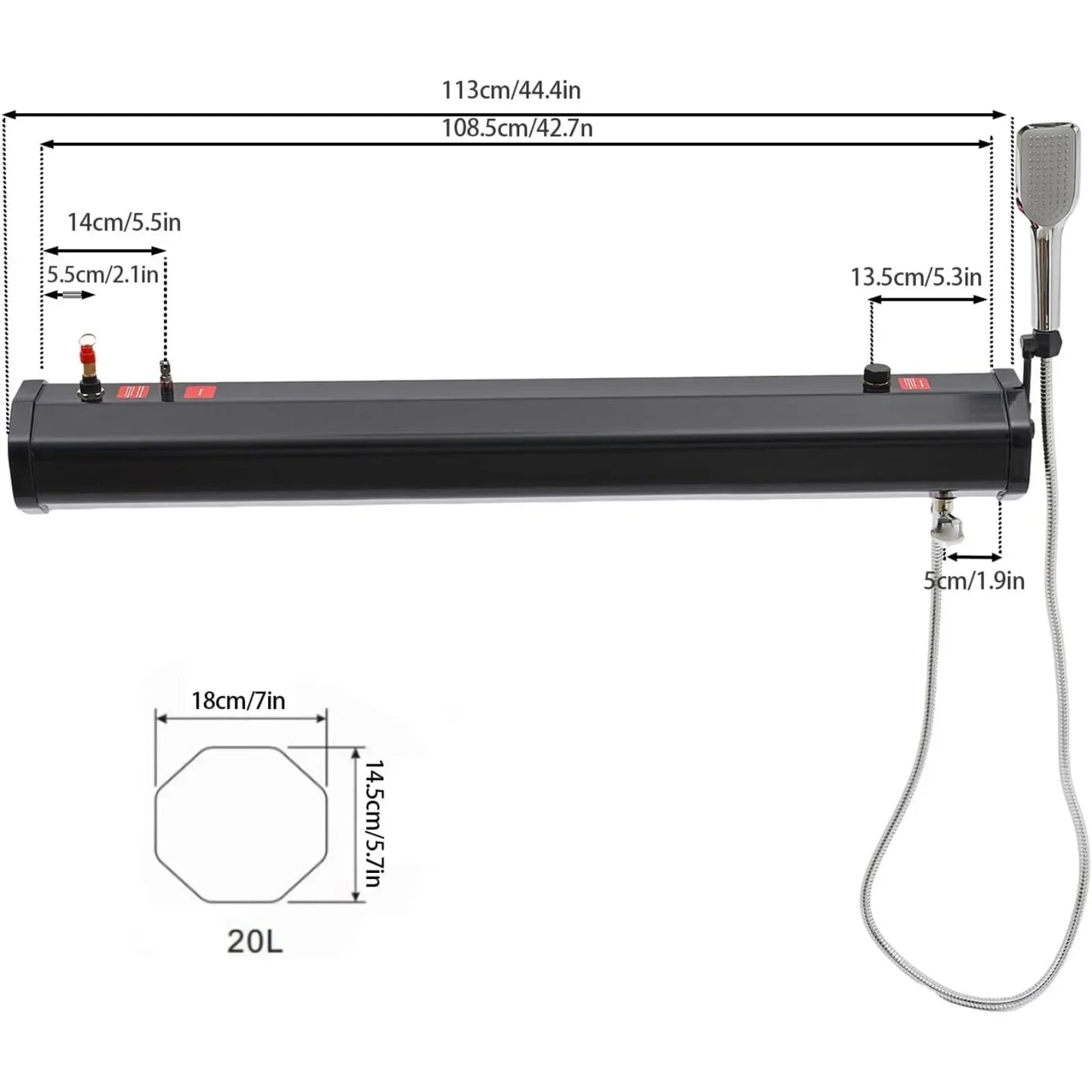 Roof Rack Mounted Pressurized Camping Shower System