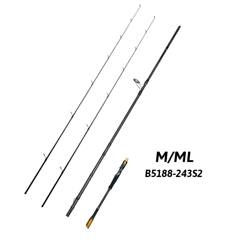 BIUTIFU Spinning Casting Rod Fuji Guide 2 Section Carbon