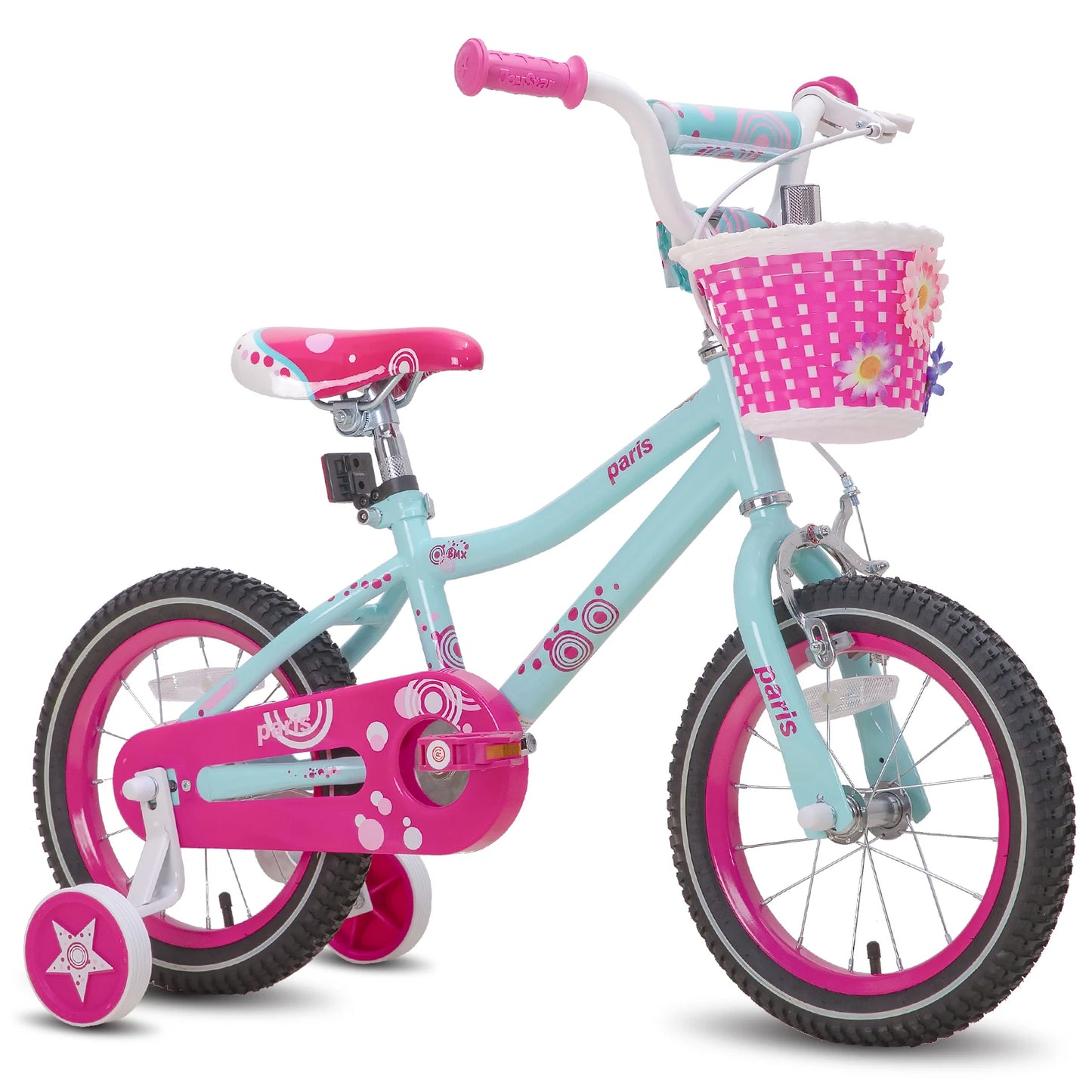 Joystar Kids Bike With Training Wheels Basket Water Bottle Handbrake