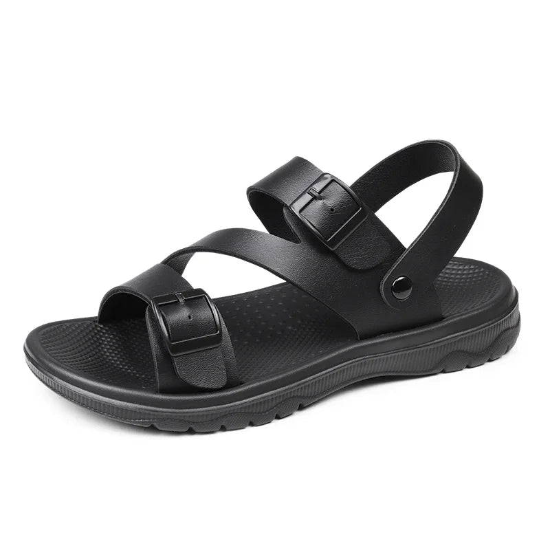 SUOJ Mens Leather Sandals Outdoor Non Slip Breathable Casual Shoes