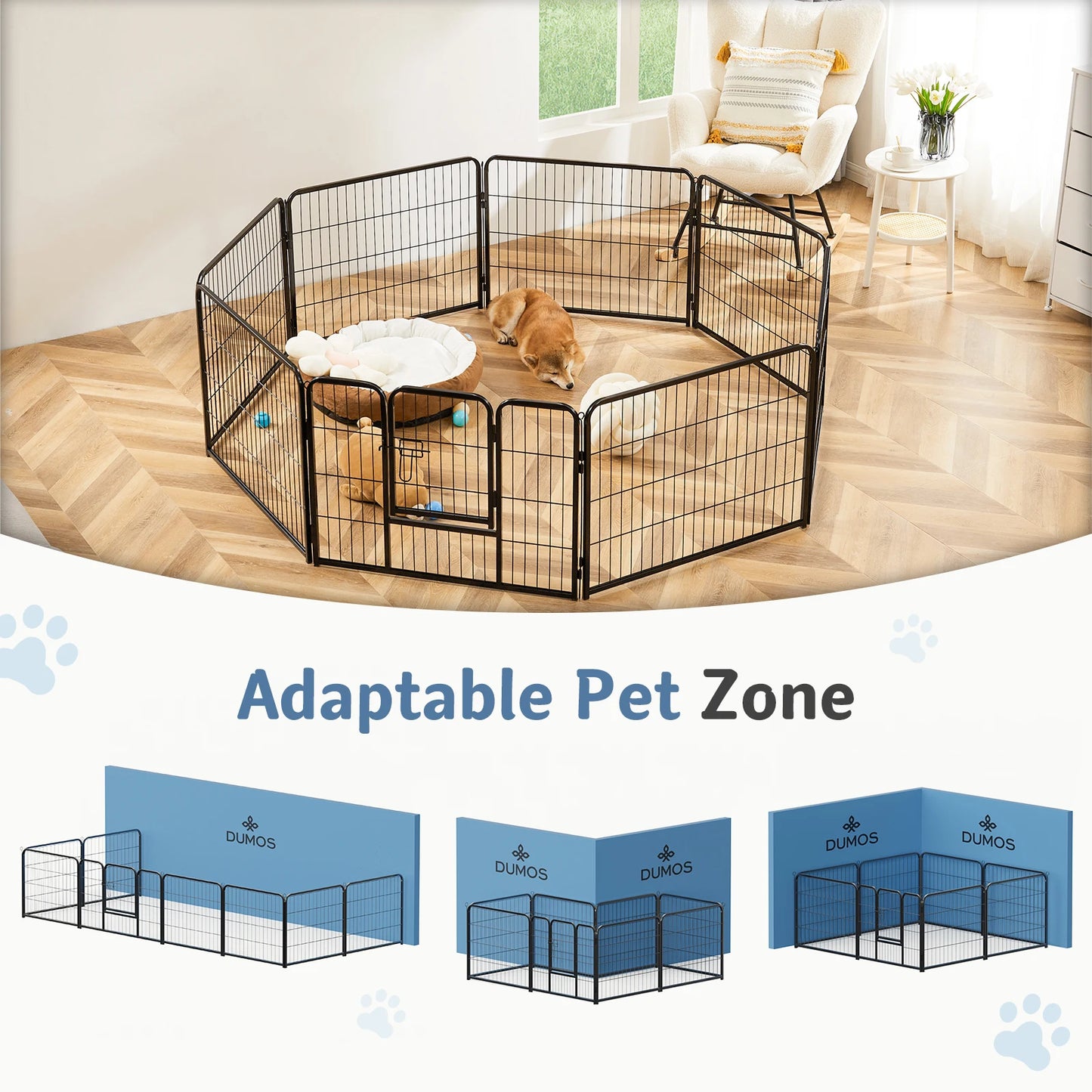 JHK Metal Eight Panel Dog Playpen Pet Fence for Yard