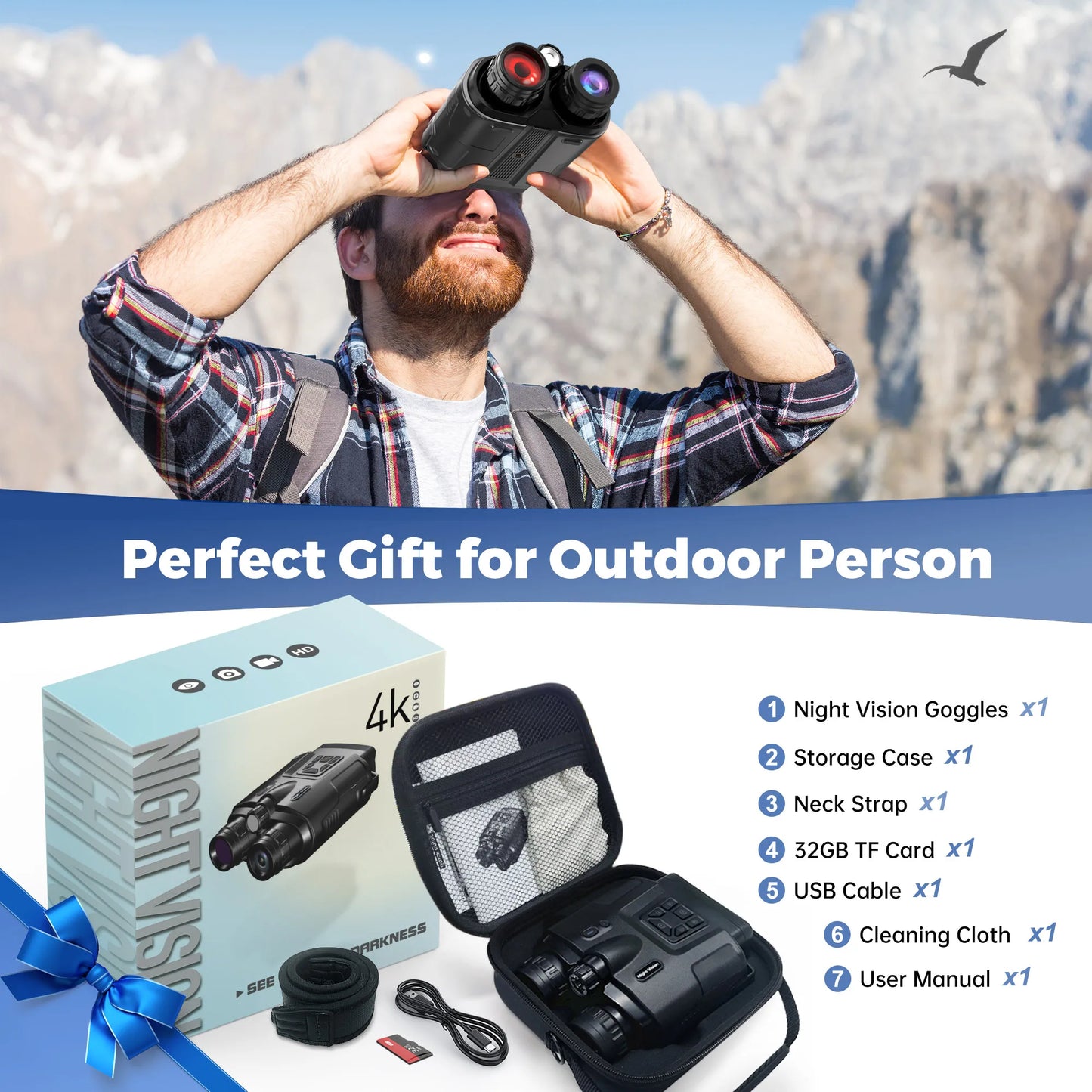 4K Night Vision Binoculars With 3-Inch Screen And 8x Zoom