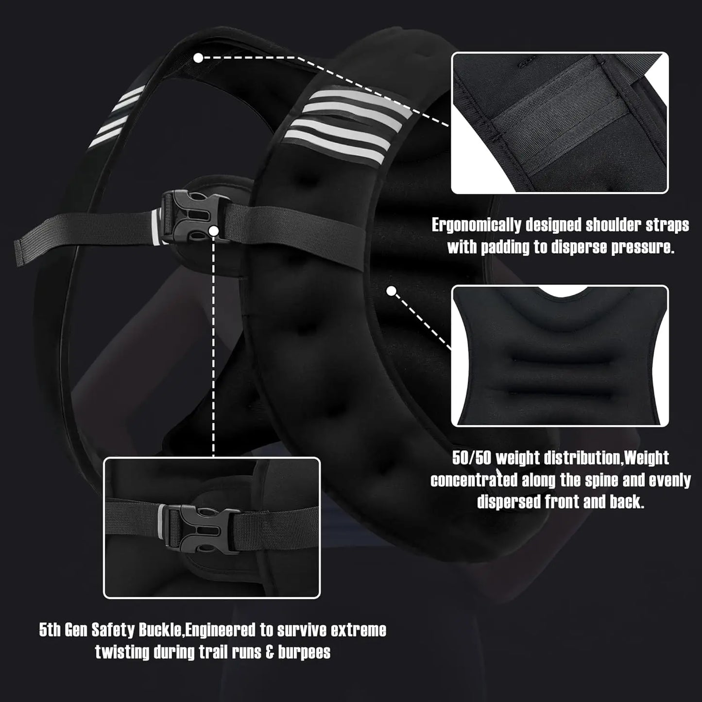 Weight Vest With Reflective Stripe For Fitness Training