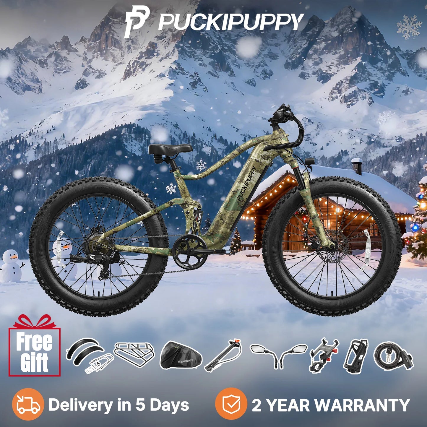 PUCKIPUPPY Boxer Electric Mountain Bike 960W 48V Ebike