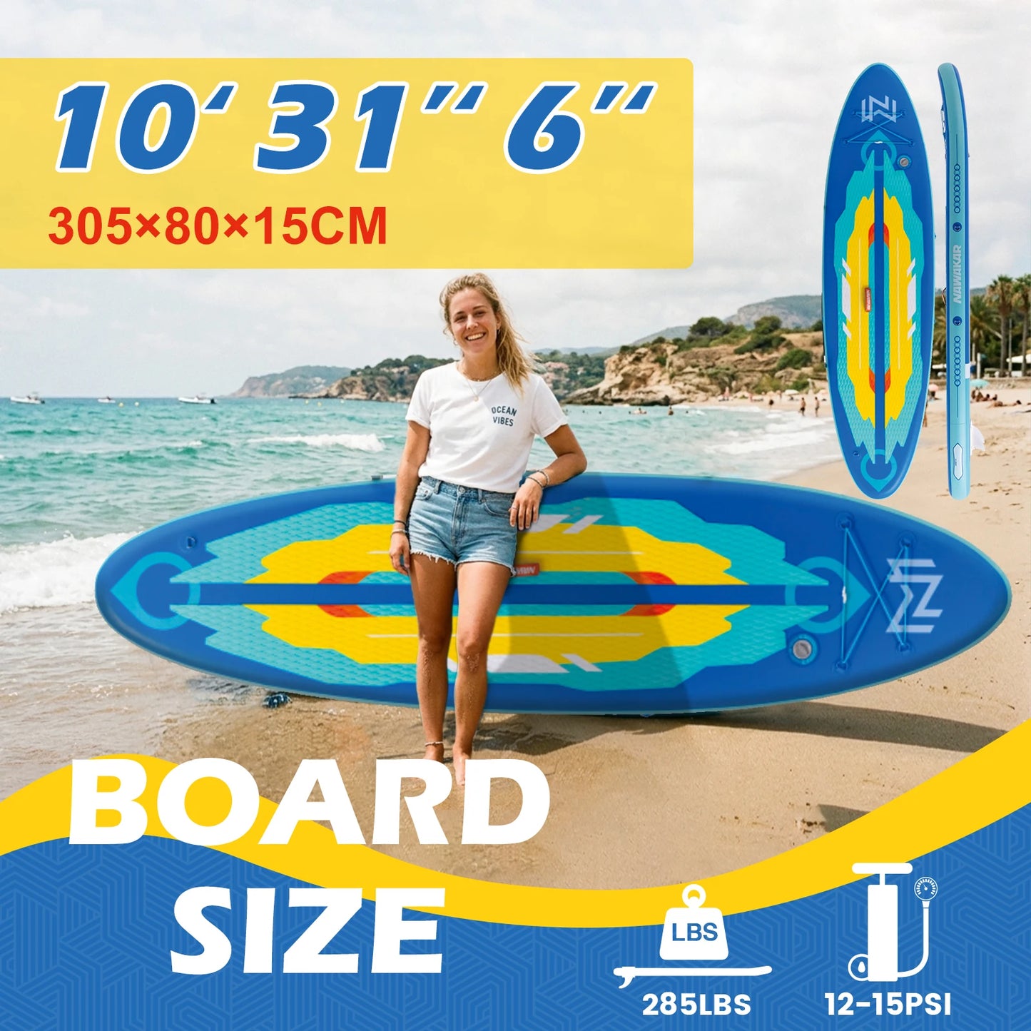 Inflatable Sea Surfboard For Fishing Enthusiasts Adults Paddleboard