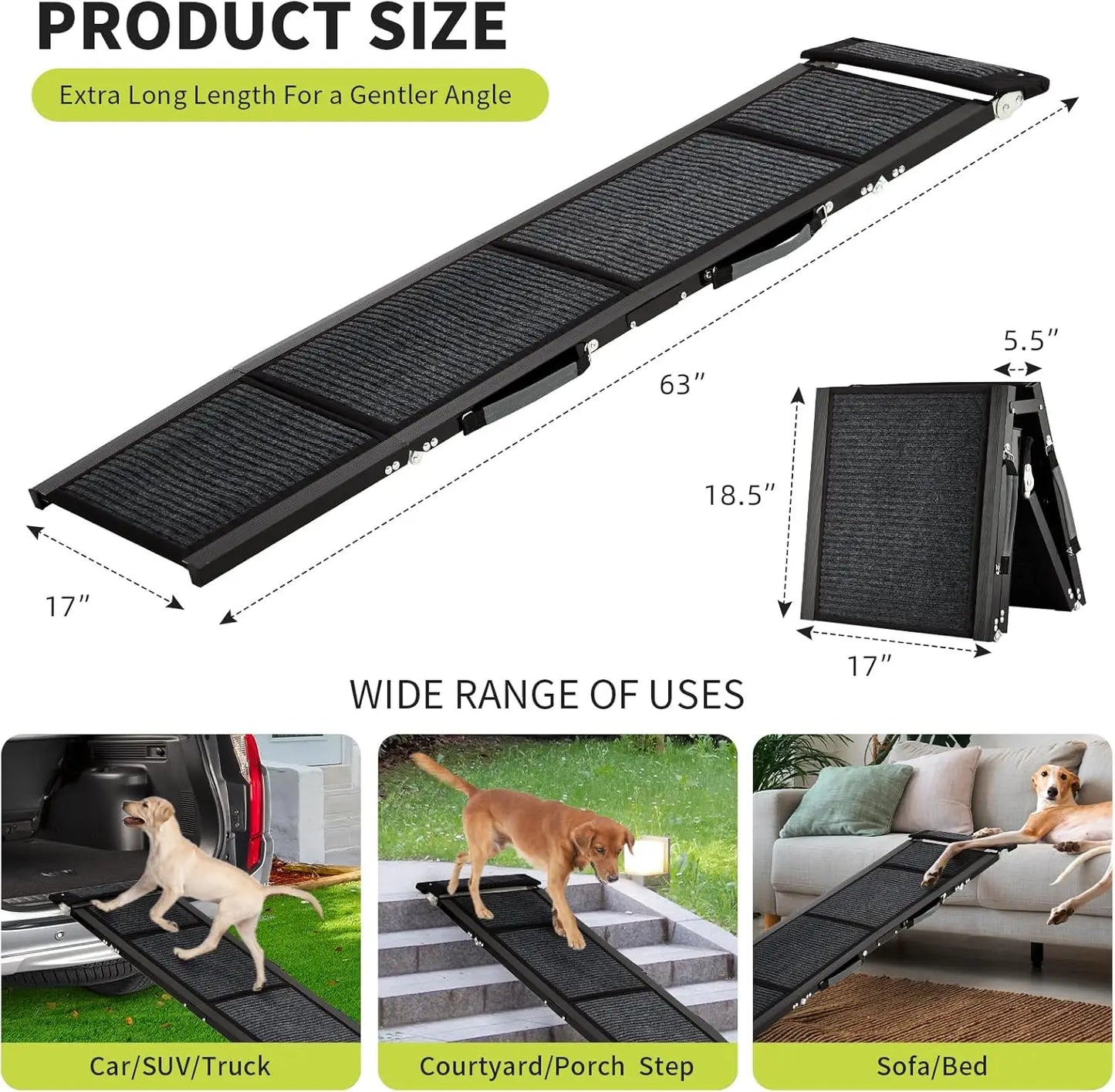 TWISTER.CK Quad-Fold Non-Slip Dog Ramp For Large Dogs And Seniors