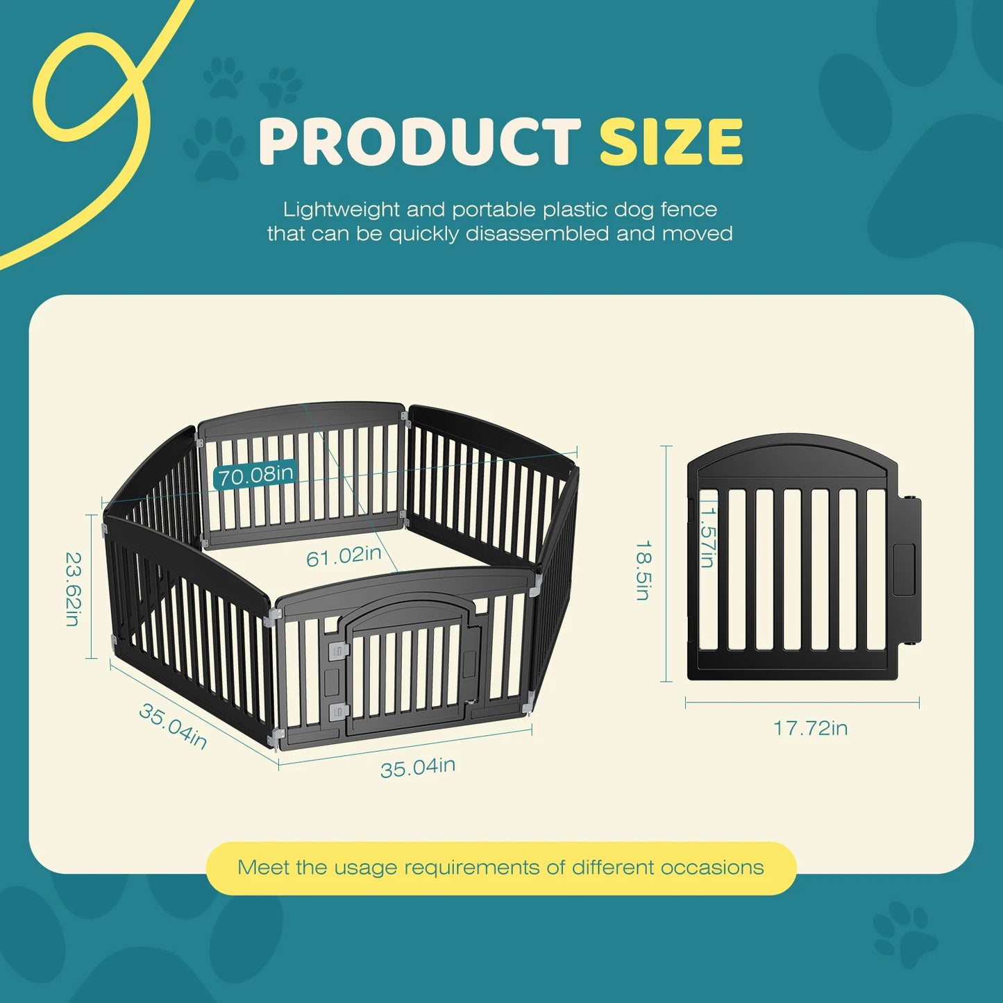 JHK Plastic Dog Playpen Durable Portable Indoor Outdoor