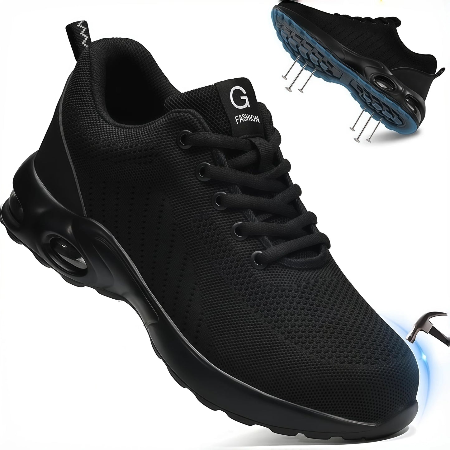 Men's Steel Toe Work Boots Breathable Lightweight Safety Shoes