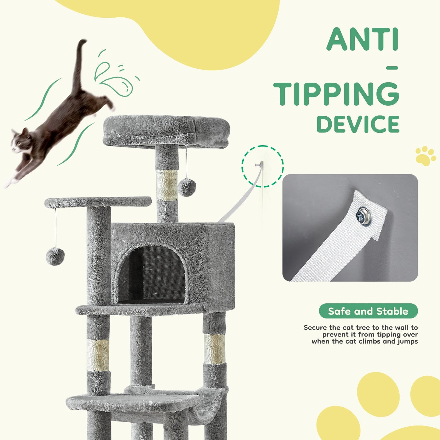 JHK Cat Tree Multi-Cat Climbing Tower For Indoor Cats